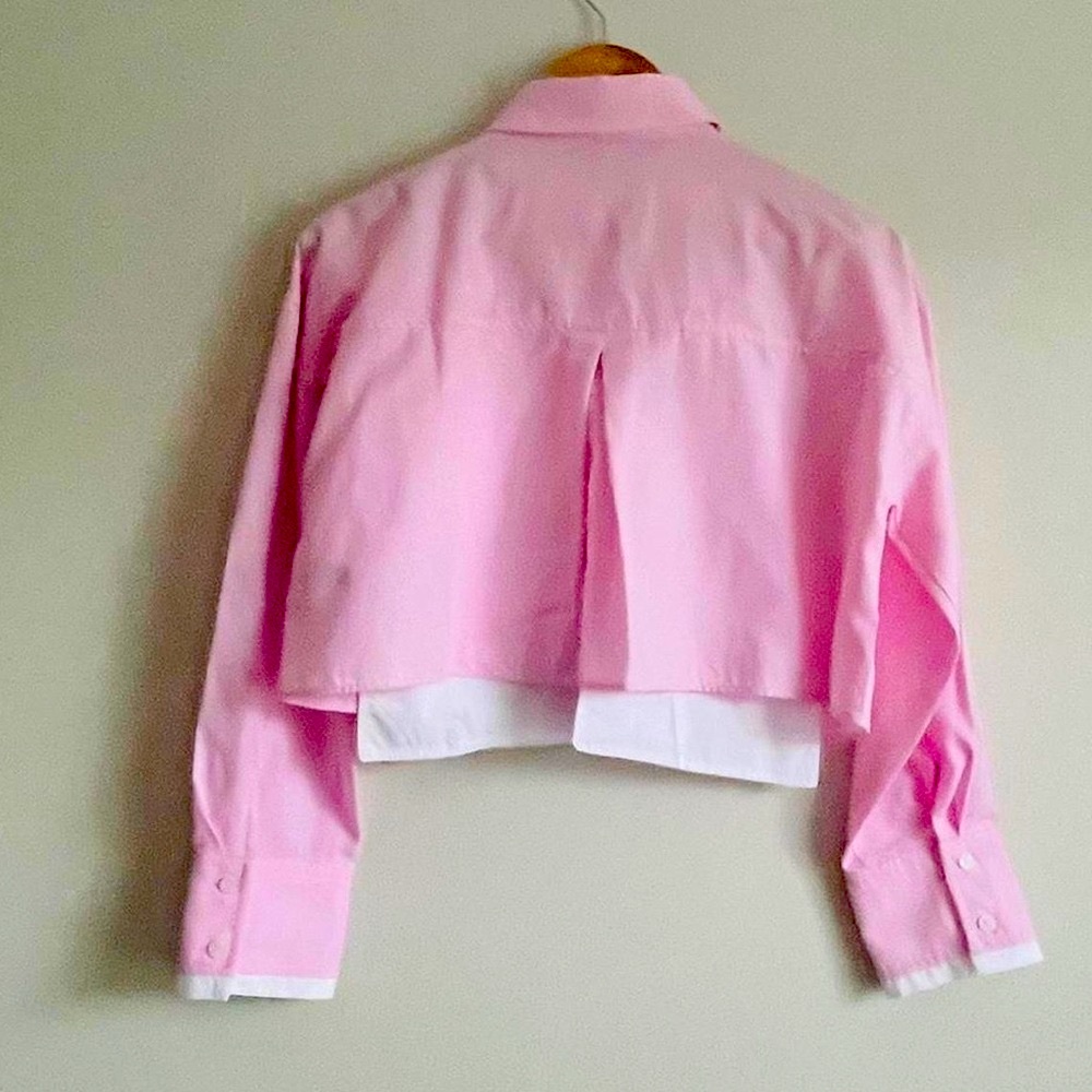 ZARA CROP OXFORD SHIRT, striped pastel pink - Picture 7 of 16